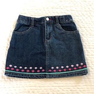 Gymboree Girl's Denim Skirt, Dark Indigo Wash, Embroidered Stripe and Do…